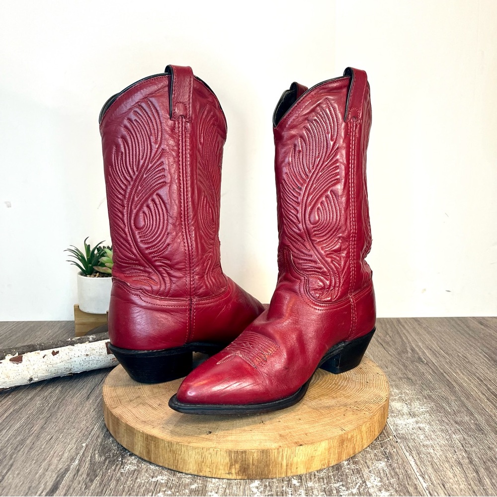 *Abilene Boots Ladies 11” Red Cowhide Pointed Toe Boot Size 10M